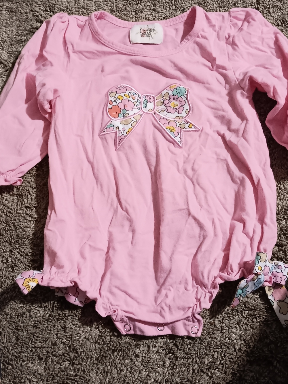 Gymboree Light Pink Floral Bow Long-Sleeve One-Piece